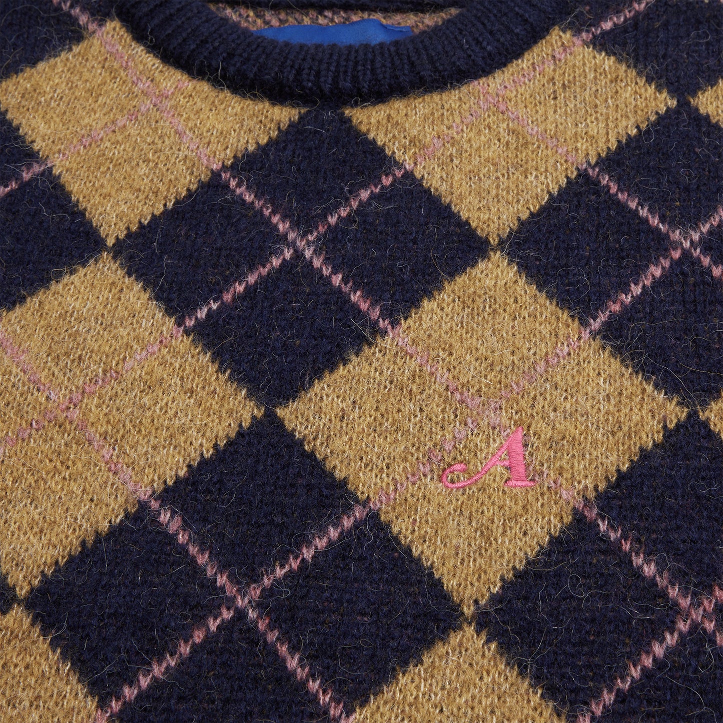 Awake NY Argyle Mohair Sweater (Brown Multi)