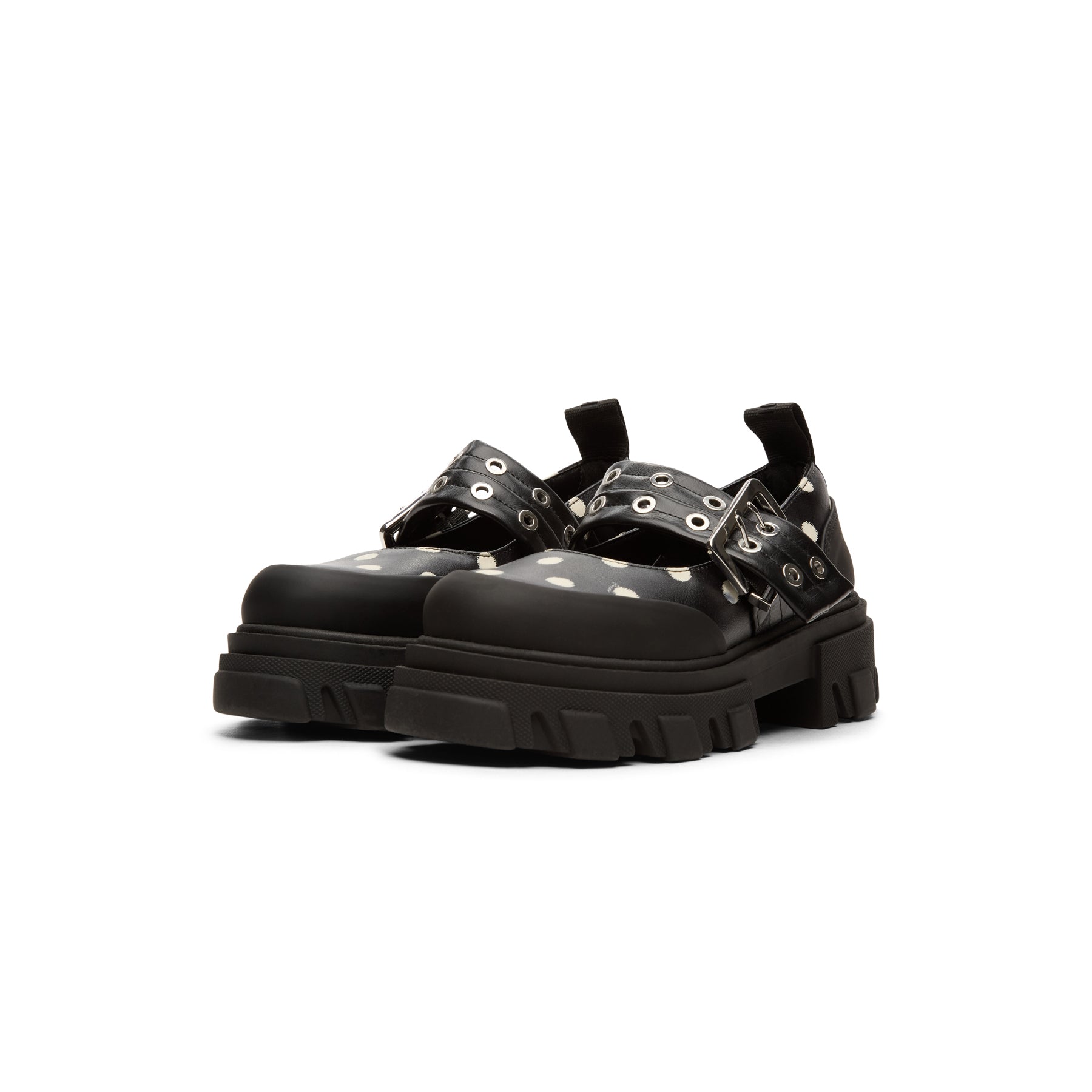 GANNI Cleated Ballerina Printed Pelinova (Black)