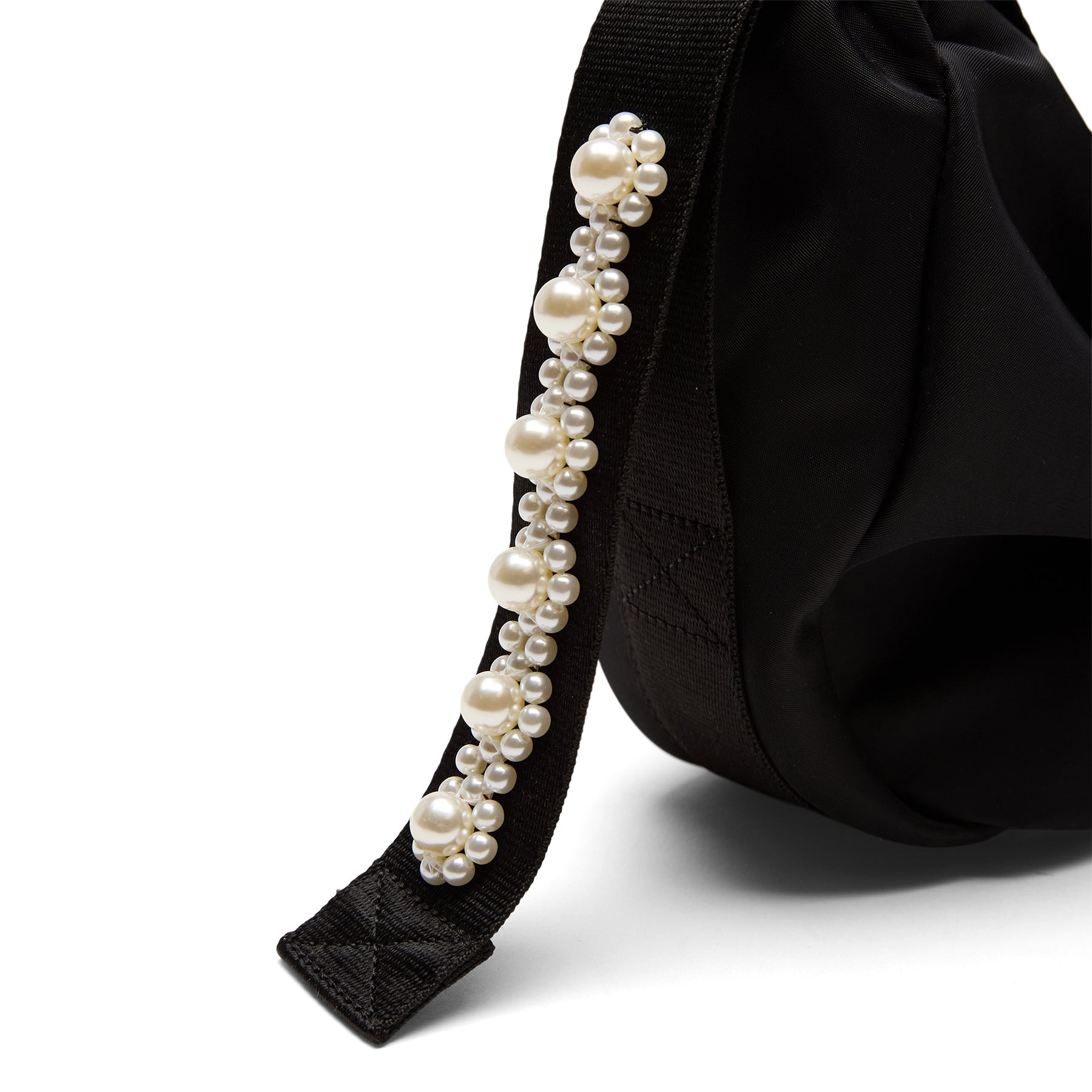 Simone Rocha Mini Sling Bow Bag W/EMB (Black/Pearl)