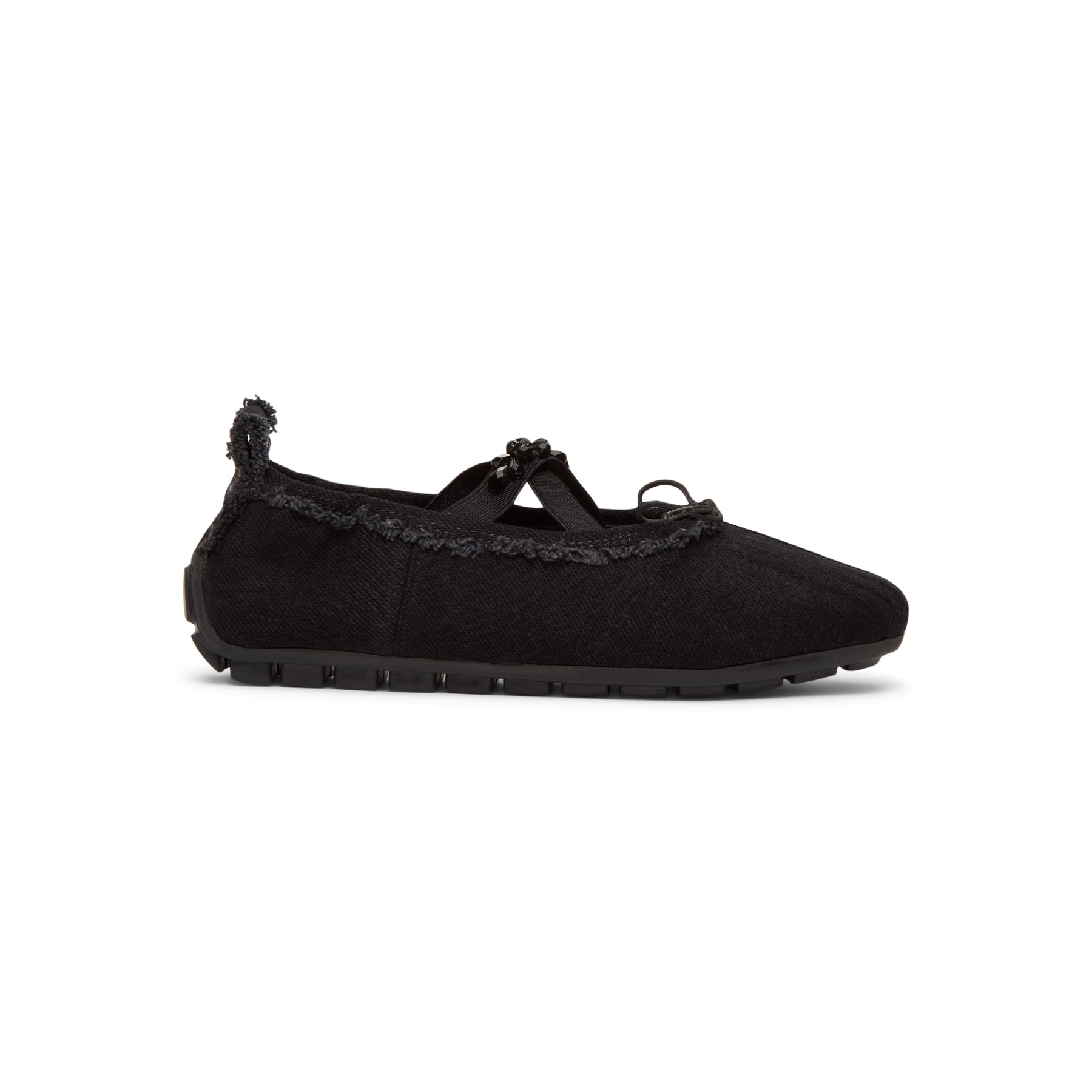 Simone Rocha Embellished Ballerina Grip Flats (Black/Jet)