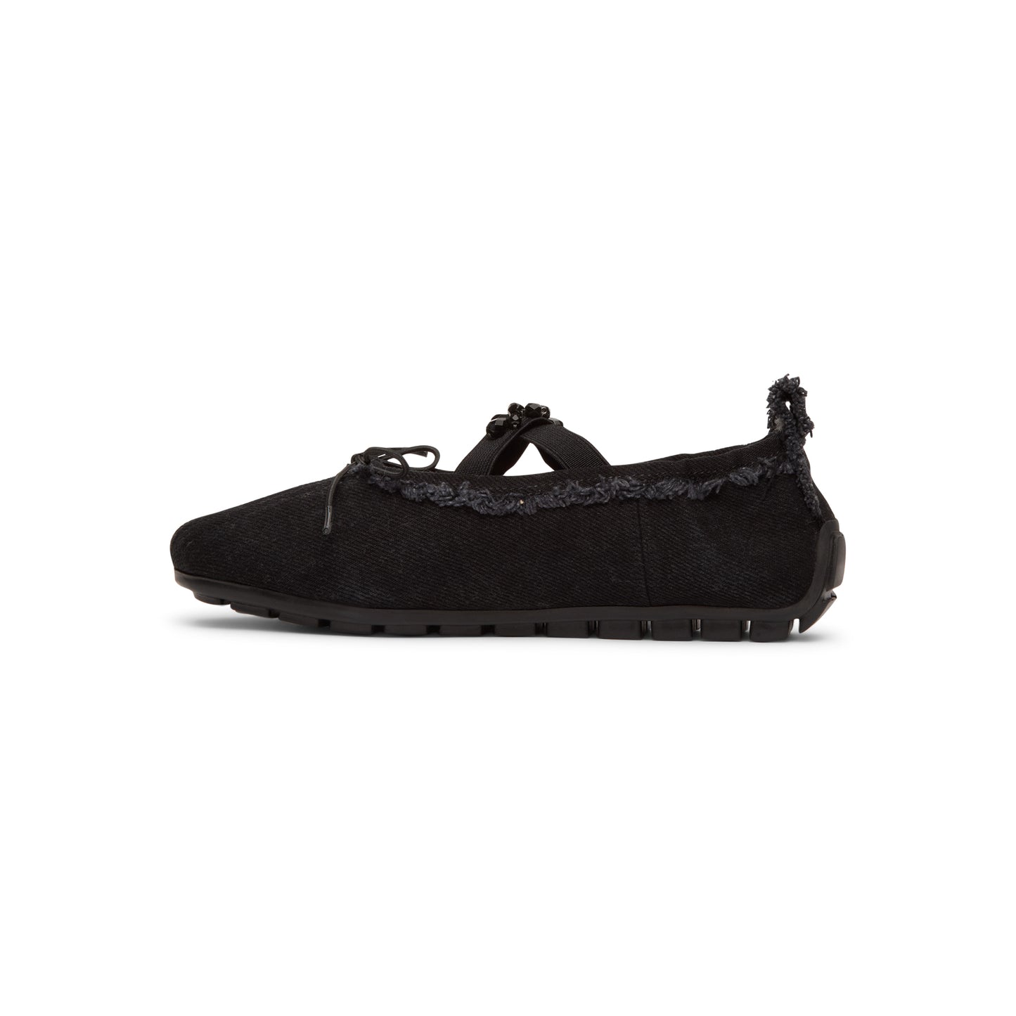 Simone Rocha Embellished Ballerina Grip Flats (Black/Jet)