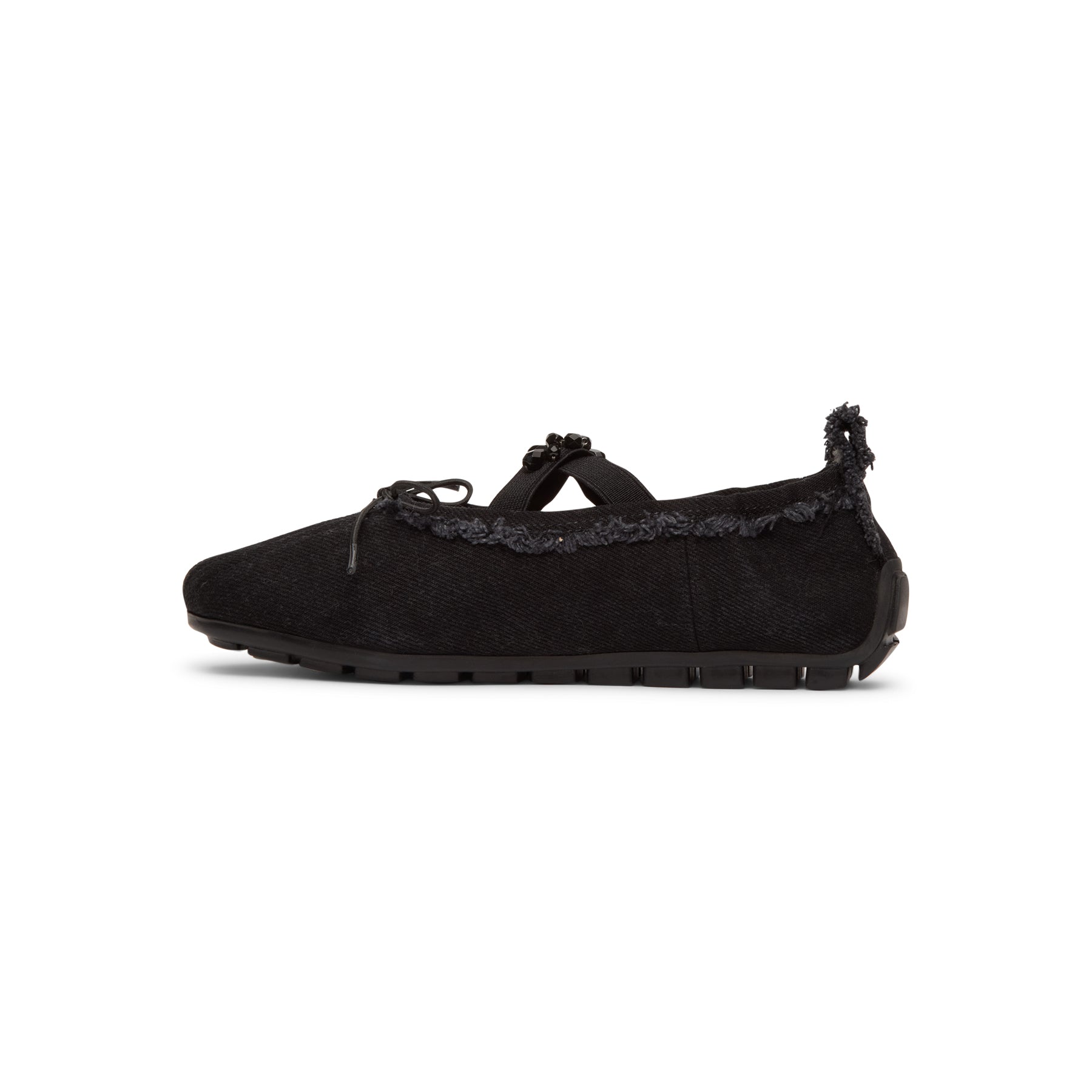 Simone Rocha Embellished Ballerina Grip Flats (Black/Jet)