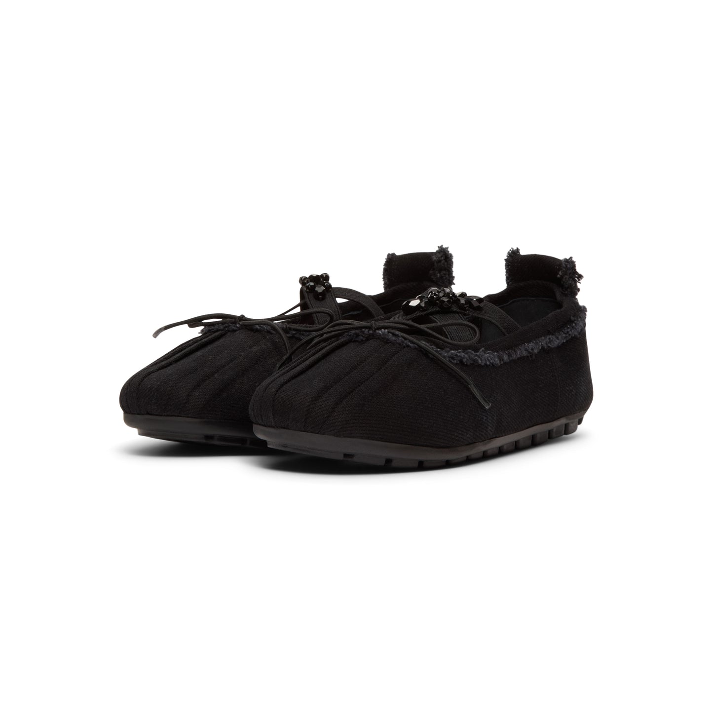 Simone Rocha Embellished Ballerina Grip Flats (Black/Jet)