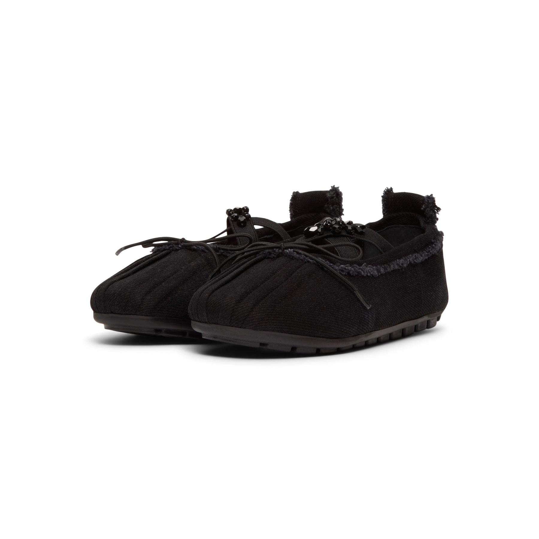 Simone Rocha Embellished Ballerina Grip Flats (Black/Jet)