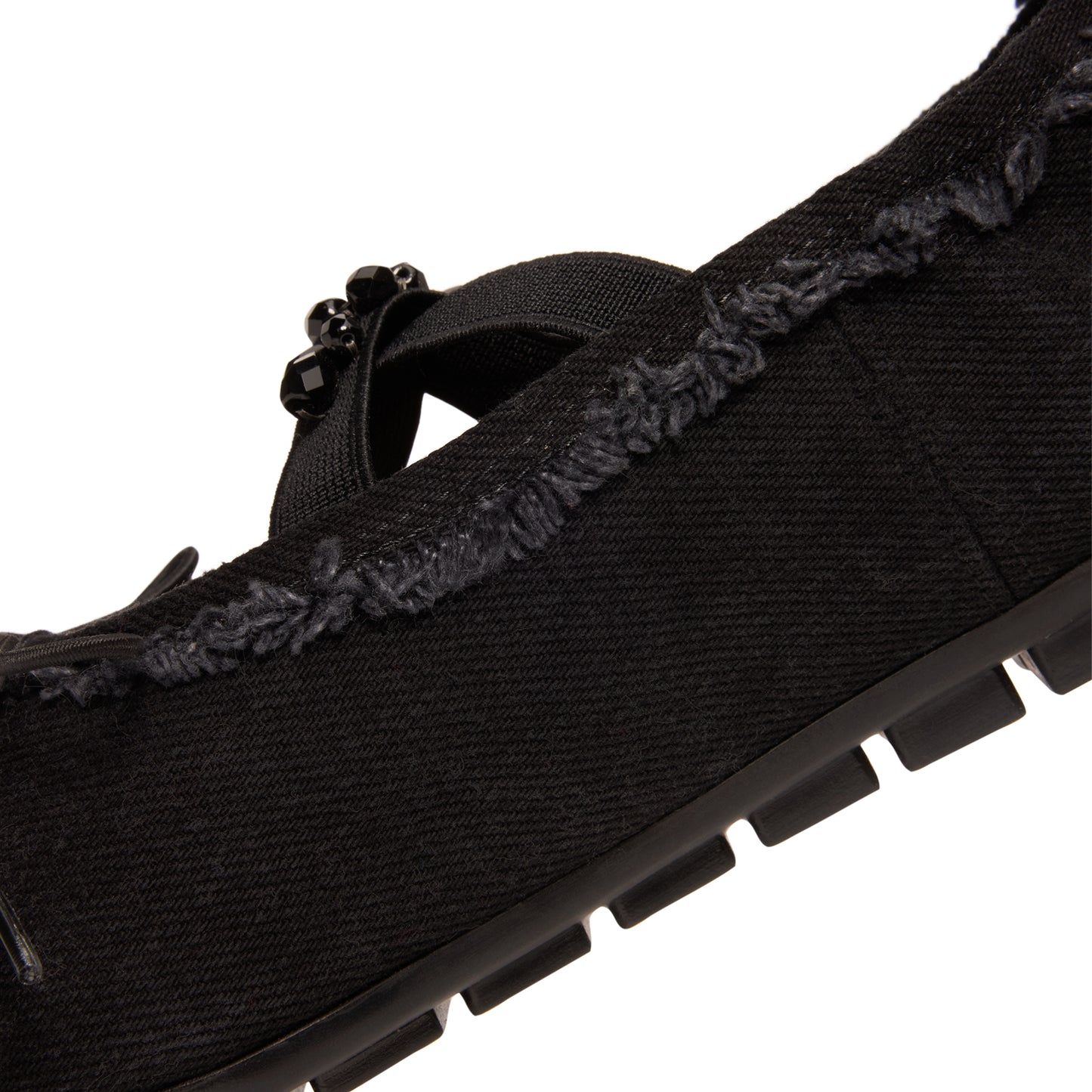 Simone Rocha Embellished Ballerina Grip Flats (Black/Jet)