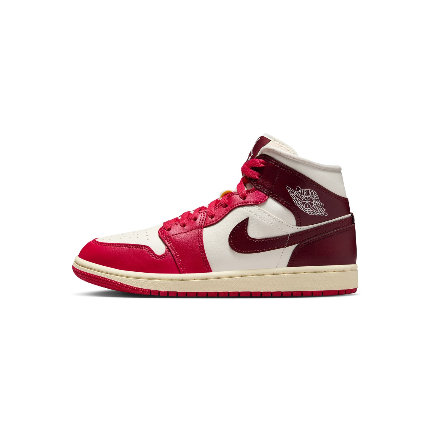 Air Jordan 1 Mid Womens (Sail/Mystic Hibiscus/Coconut Milk/Dark Team Reds)