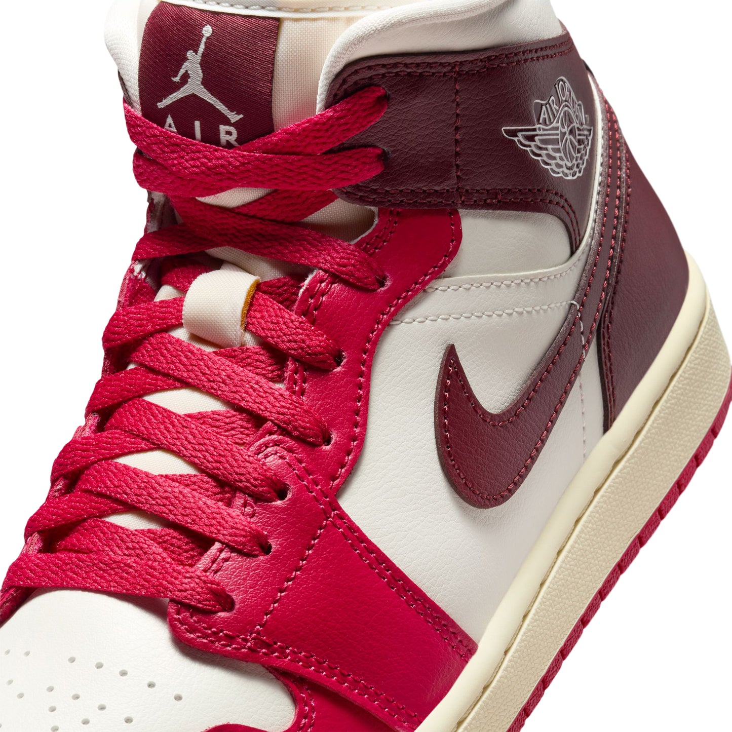 Air Jordan 1 Mid Womens (Sail/Mystic Hibiscus/Coconut Milk/Dark Team Reds)