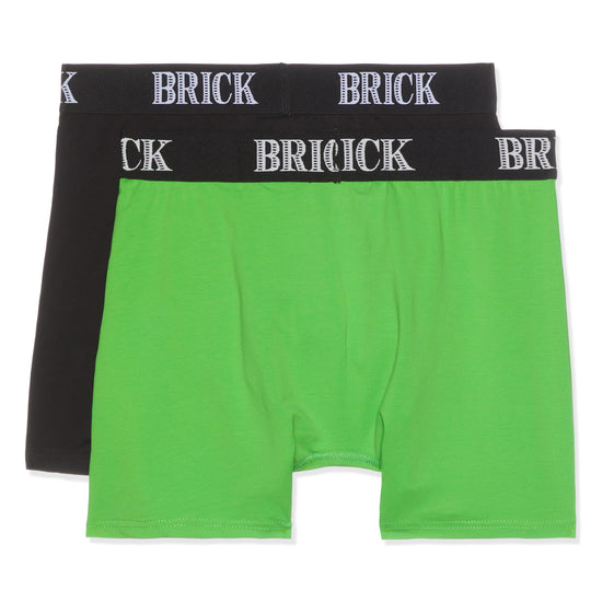 BRICK UNDERNEATH Brick Cotton Boxers (Black/Green)