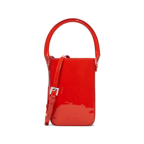 BY FAR Note Patent Leather Crossbody Bag (Flame)