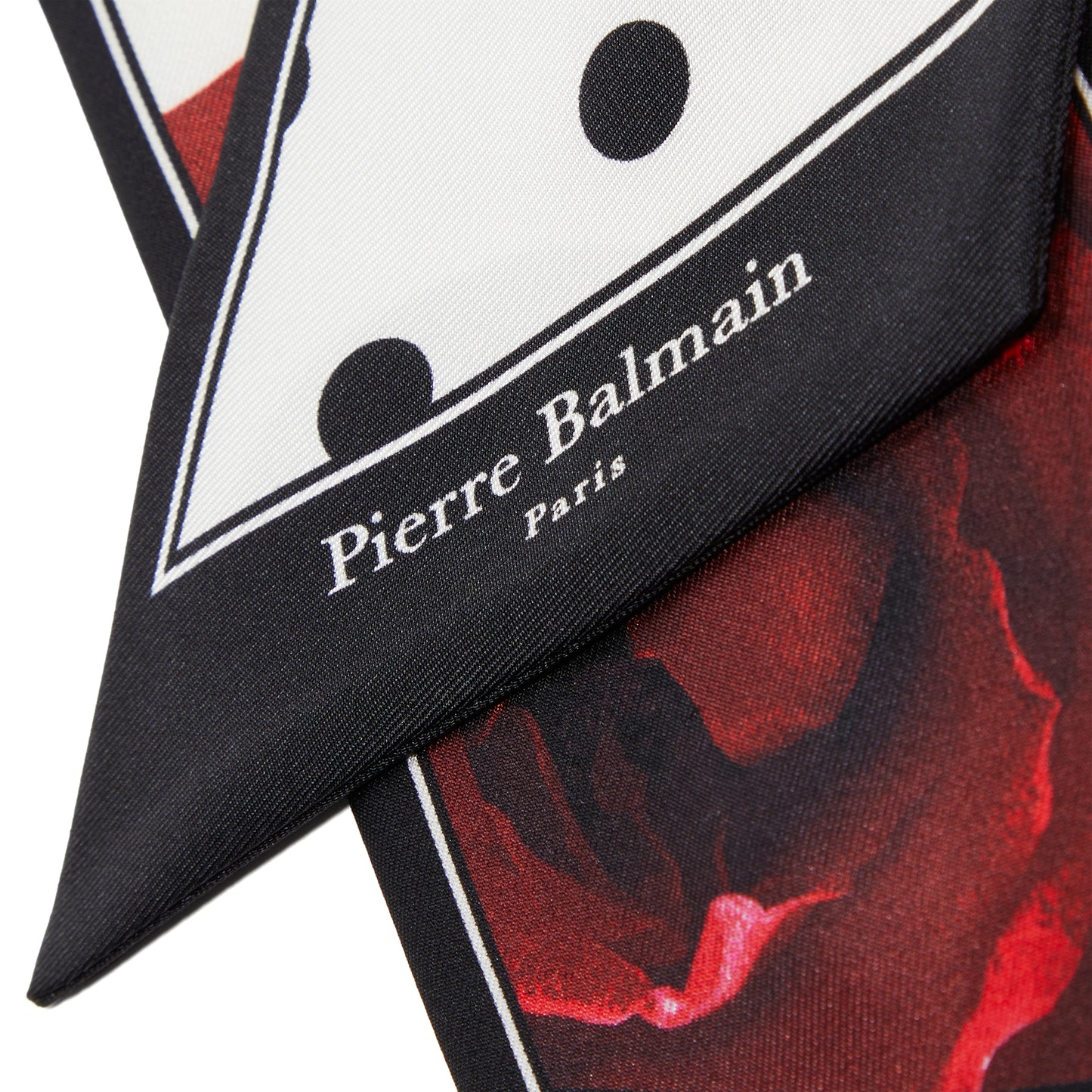 Balmain Red Roses & Polka Dots Bandana (White/Red/Black)