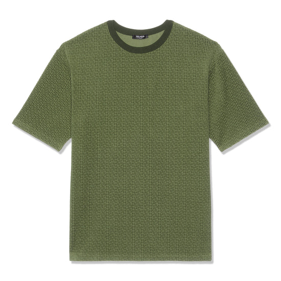 Balmain Textured Monogram T-Shirt (Kaki)