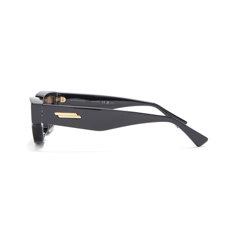 Bottega Veneta Sharp Square Acetate Sunglasses (Black/Grey)