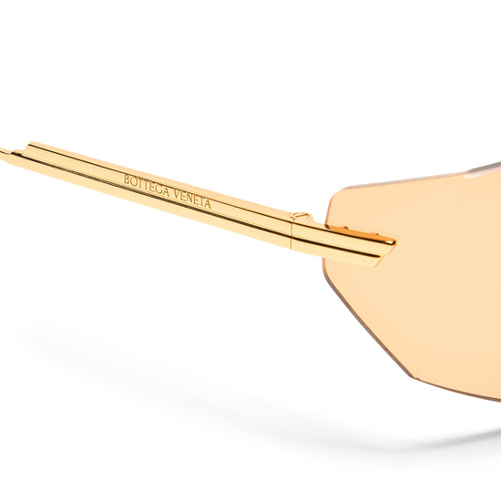 Bottega Veneta Shield Frame Sunglasses (Gold/Orange)