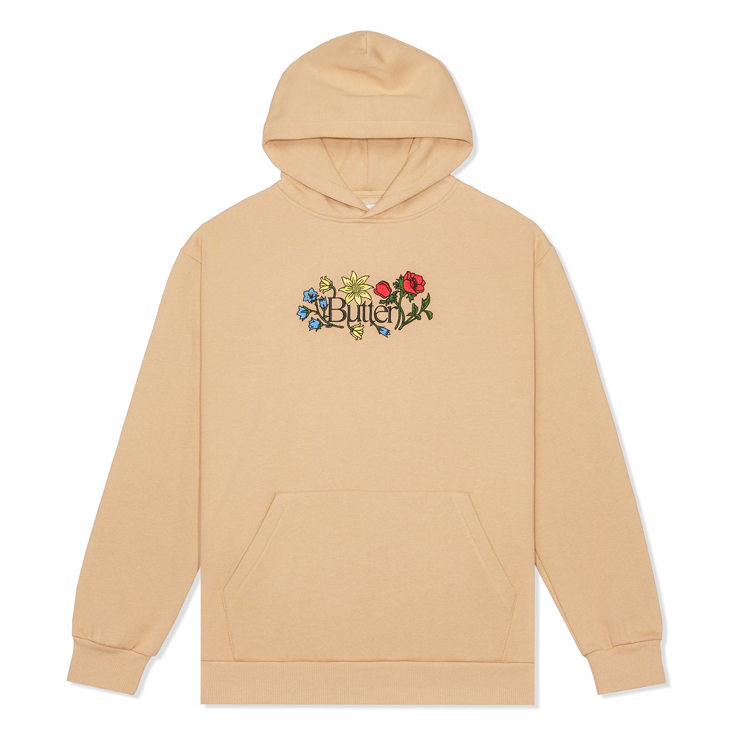 Butter Goods Floral Embroidered Pullover Hood (Tan)