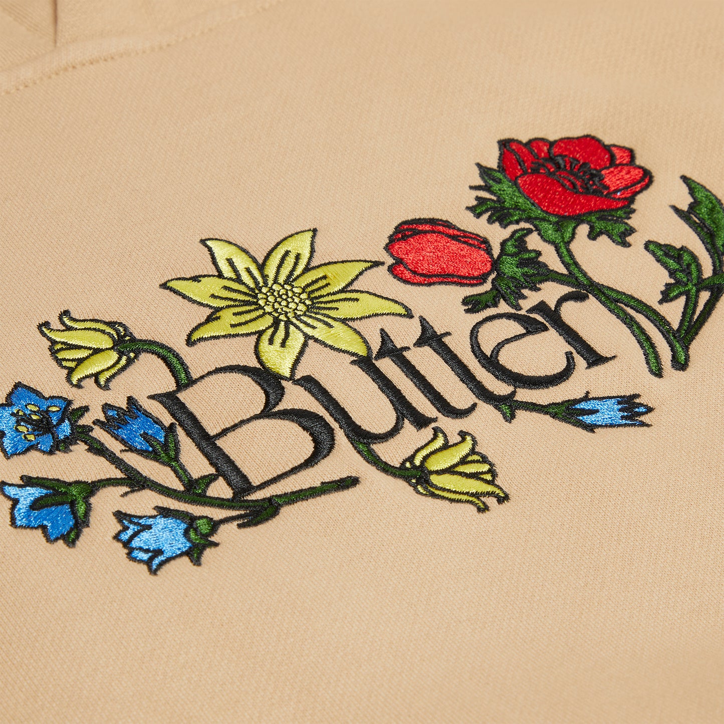 Butter Goods Floral Embroidered Pullover Hood (Tan)