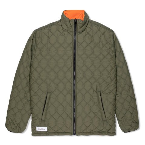 Butter Goods Chainlink Reversible Puffer Jacket (Army/Orange)