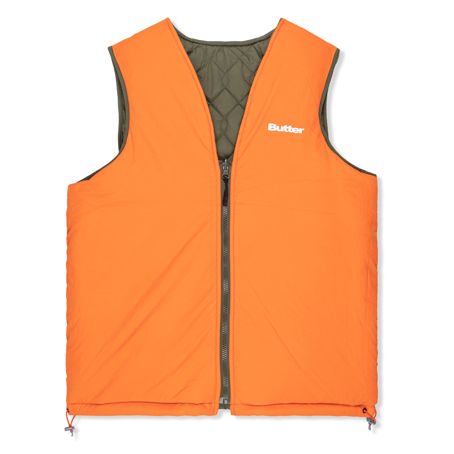 Butter Goods Chainlink Reversible Puffer Vest (Army / Orange)