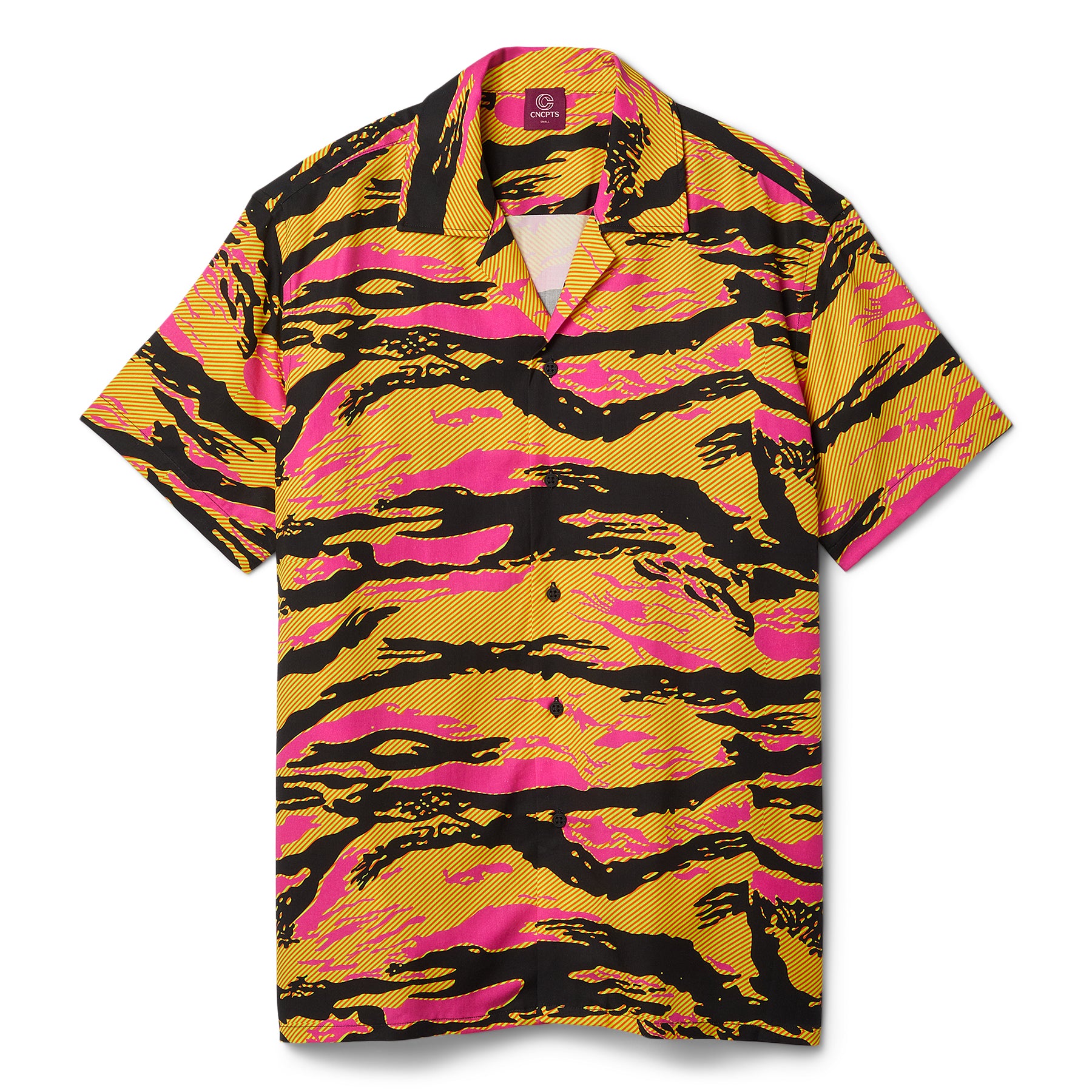 CNCPTS Tiger Camo Print Shirt (Pink/Black/Yellow)