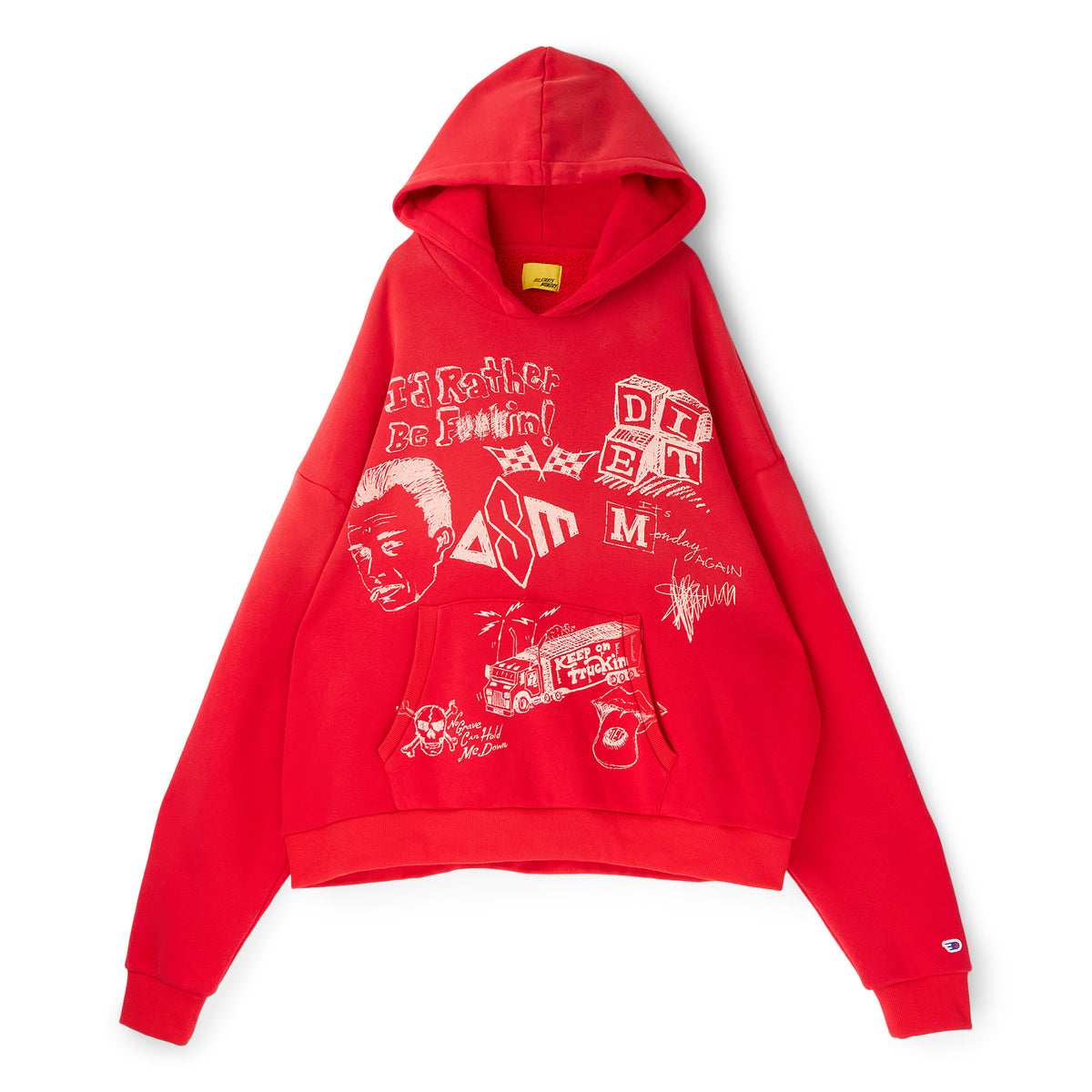 Diet Starts Monday Doodle Hoodie (Red)