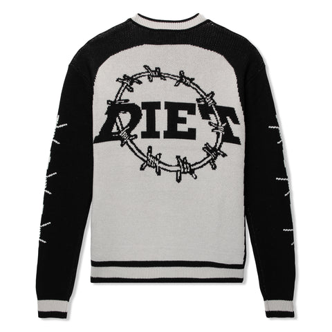 Diet Starts Monday Knitted Barbwire Cardigan (Grey/Black)