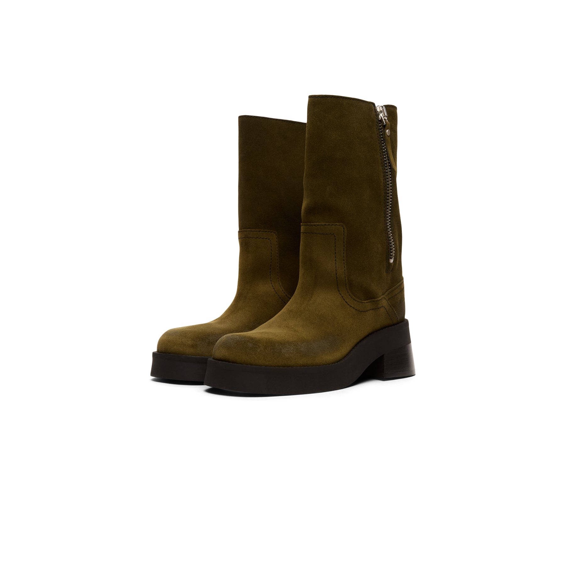 Miista Gunda Khaki Suede Ankle Boots (Khaki)