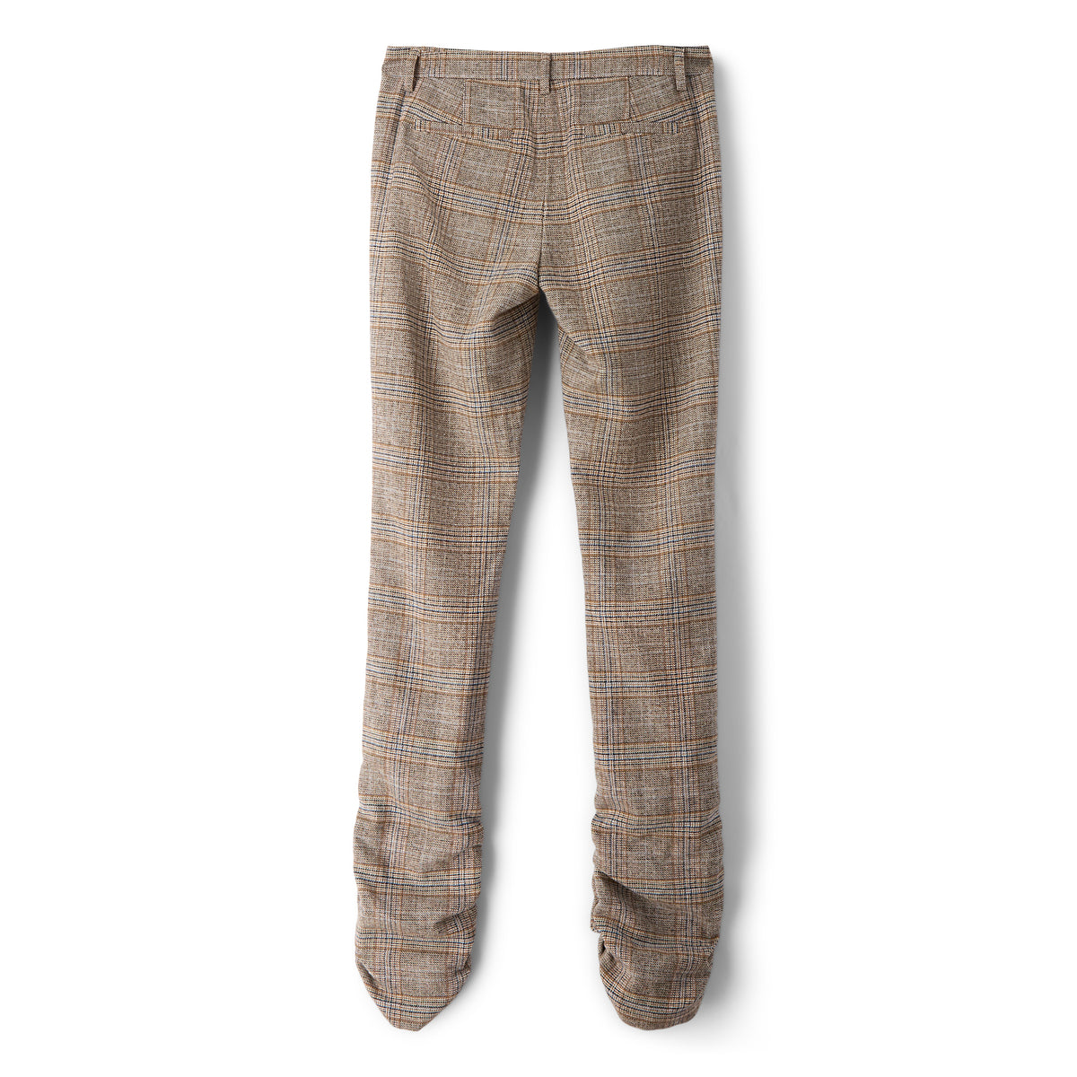 Danielle Guizio Ruched Hem Tartan Pant (Green multi)