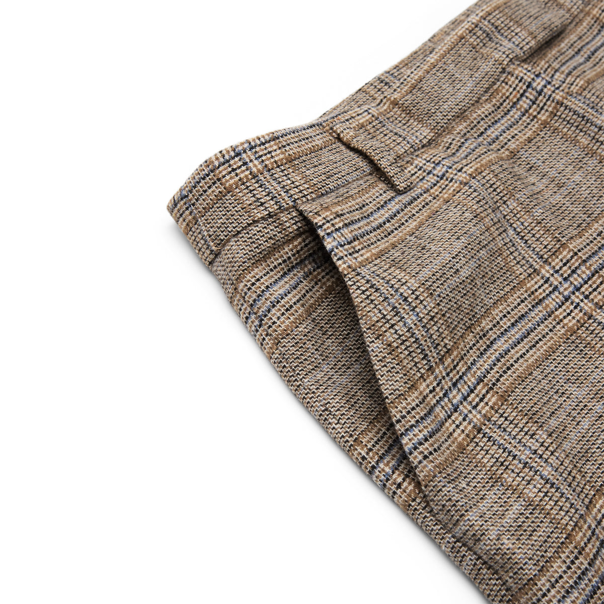 Danielle Guizio Ruched Hem Tartan Pant (Green multi)