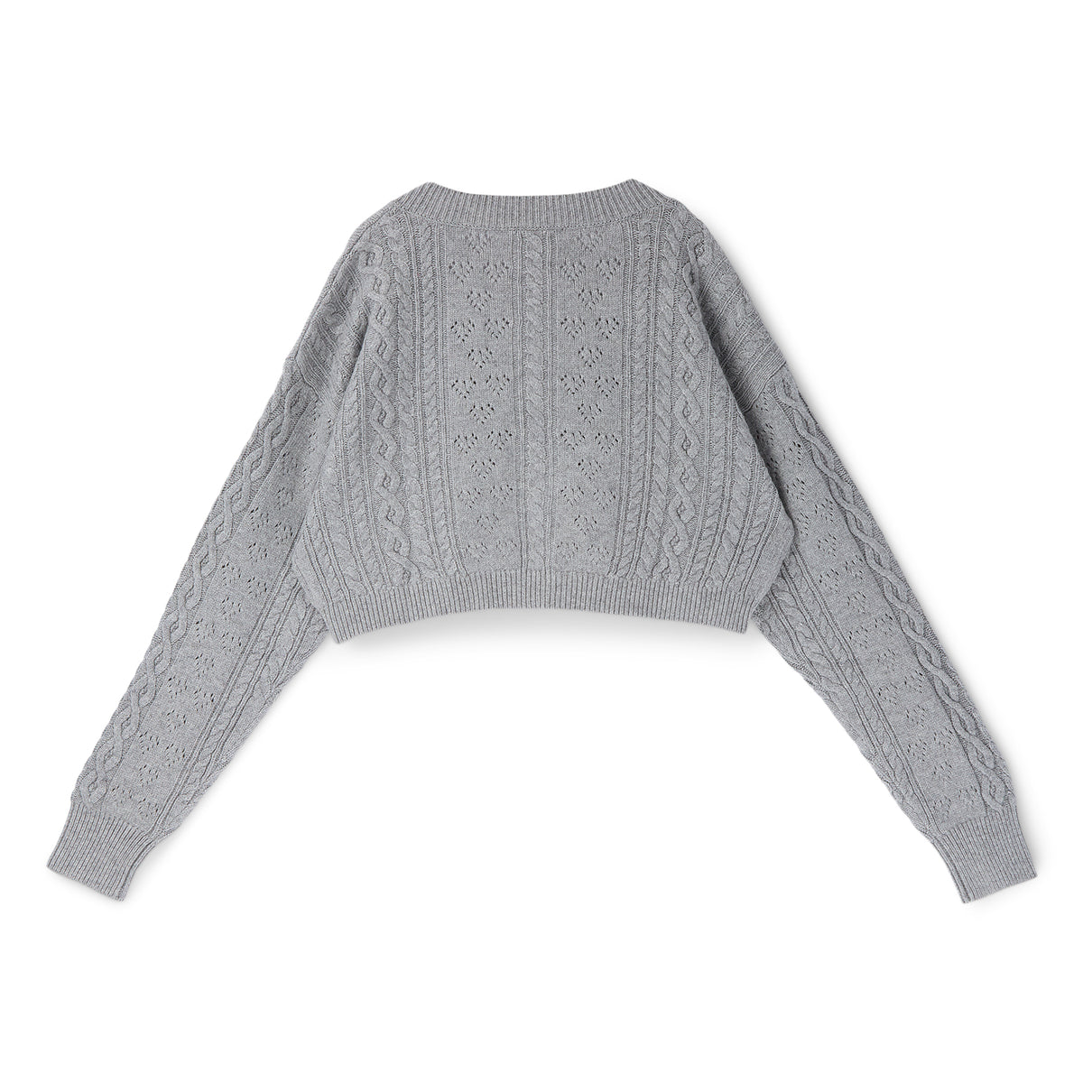 Danielle Guizio Cable Knit Crop Cardigan (Heather grey)