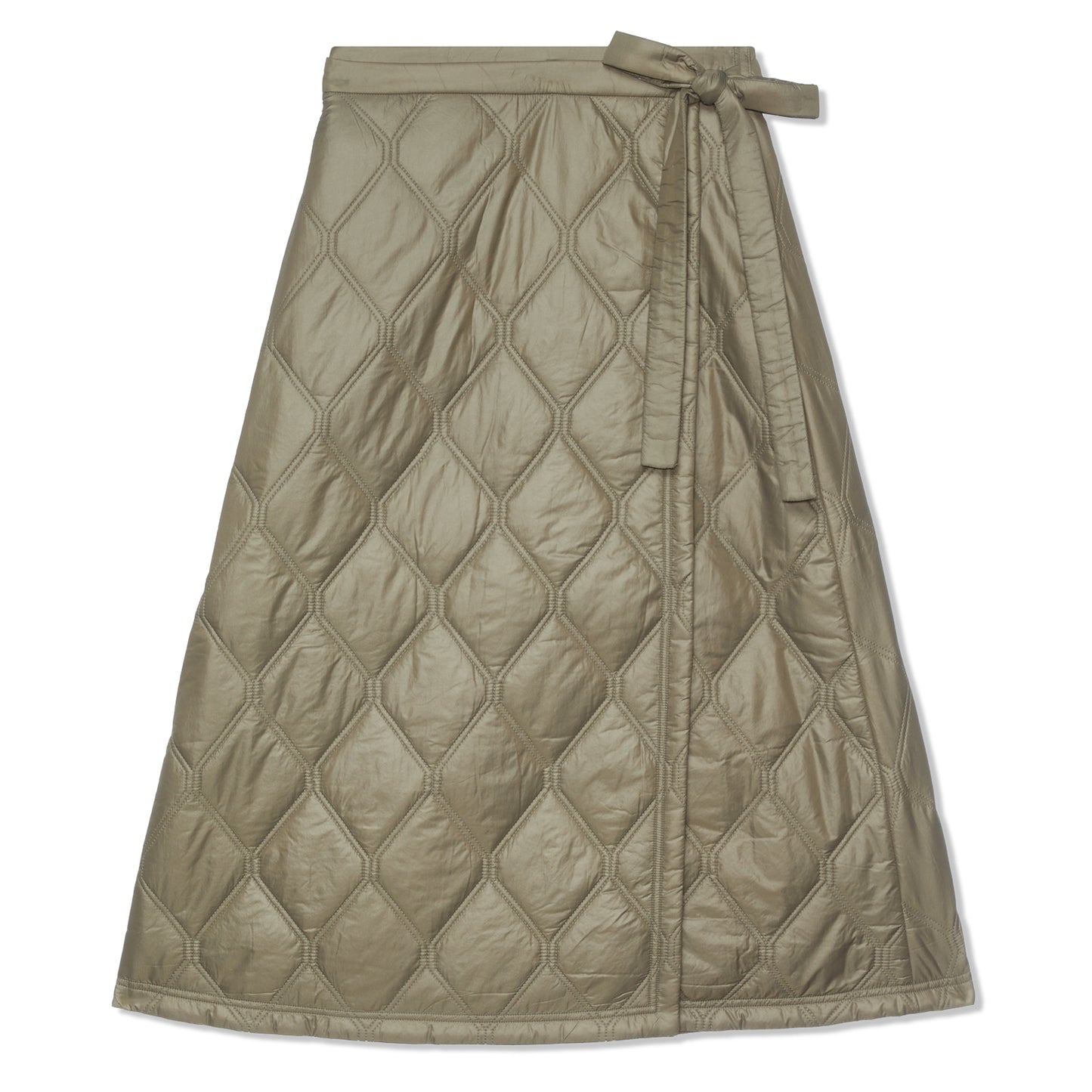 GANNI Shiny Quilt Midi Skirt (Fallen Rock)
