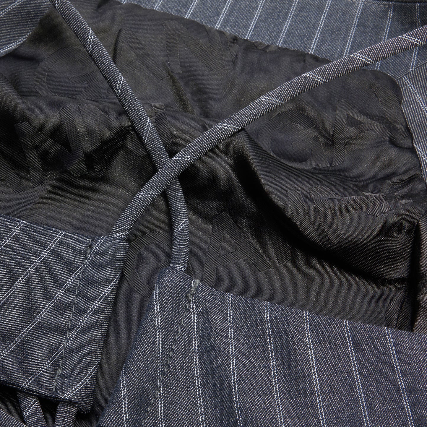 GANNI Stretch Stripe String Top (Gray Pinstripe)