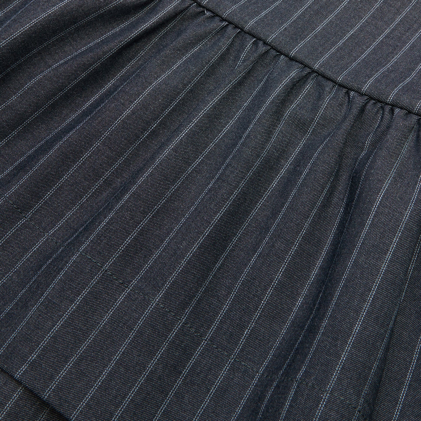 GANNI Stretch Stripe Flounce Mini Skirt (Gray Pinstripe)