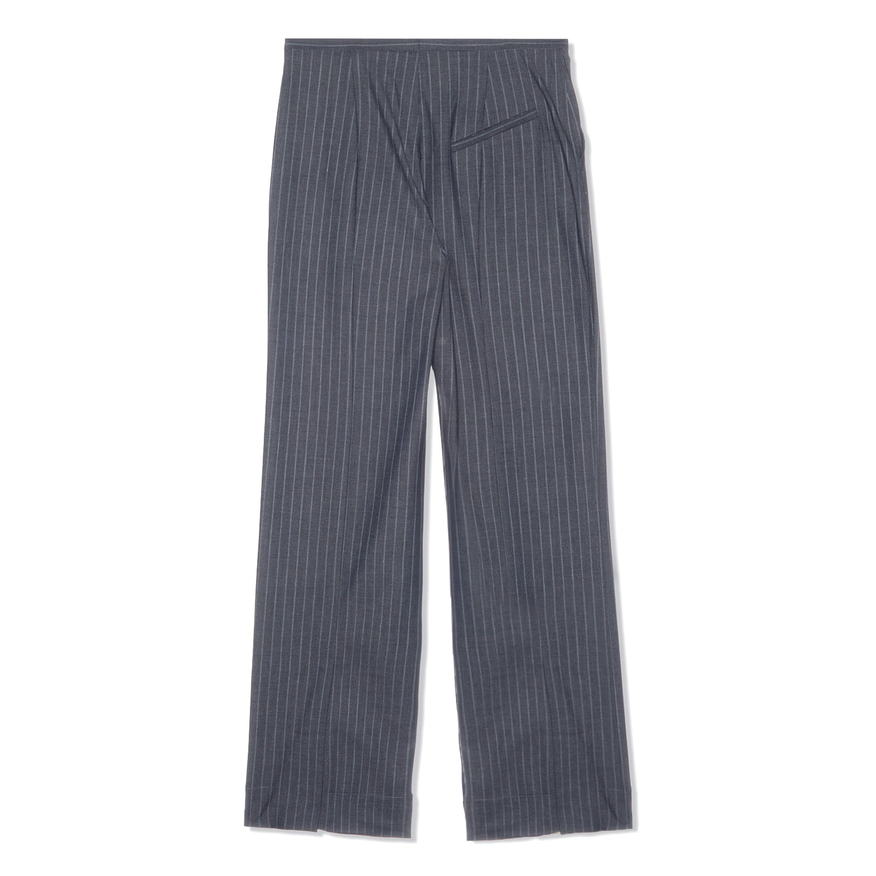 Gray Pinstripe Stretch Striped Mid Waist Pants