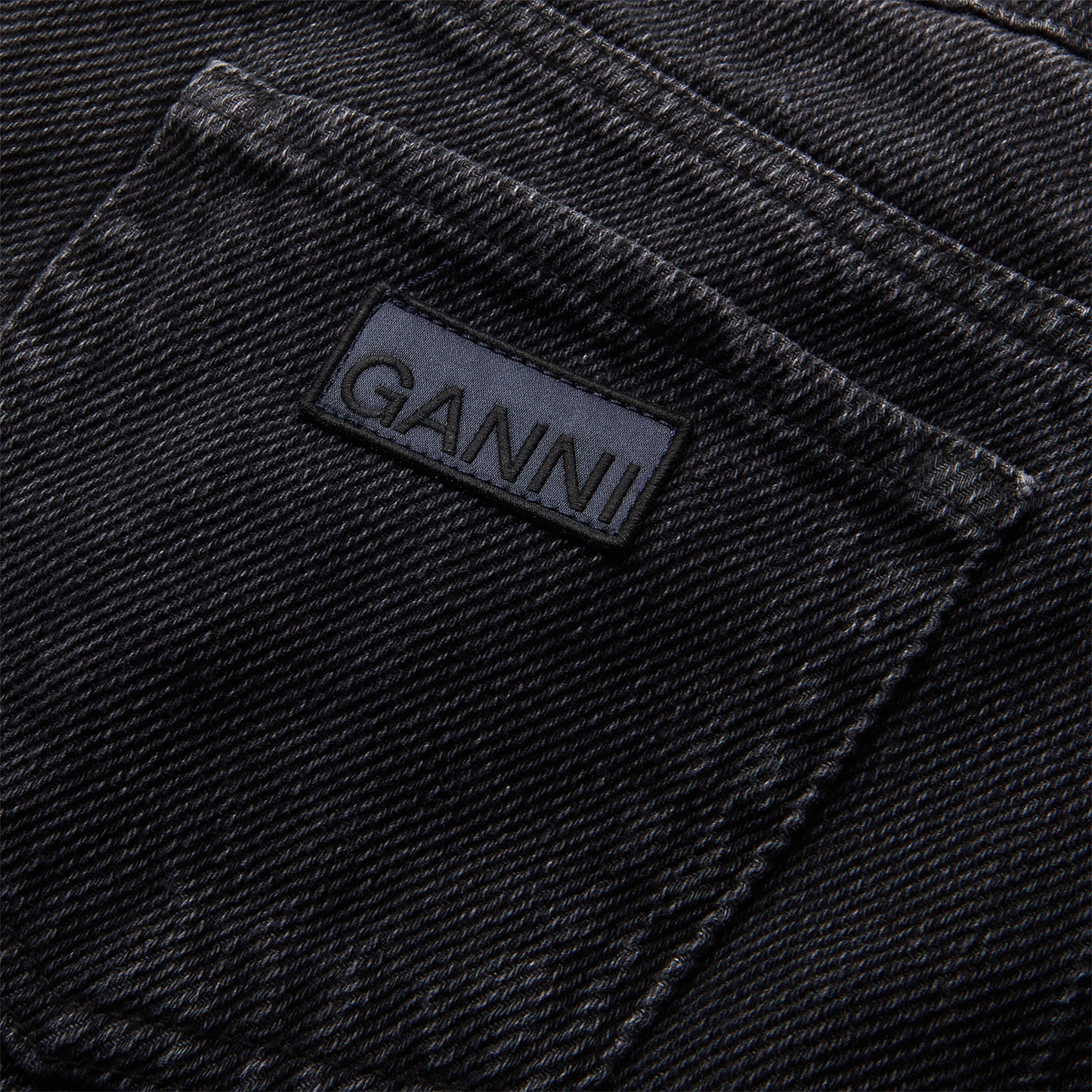 GANNI Heavy Denim Izey Drawstring Jeans (Washed Black)