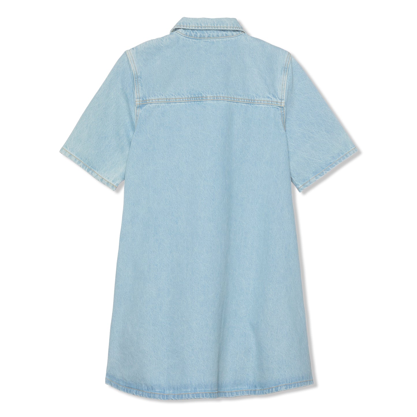 GANNI Cutline Denim Mini Dress (Mid Blue Vintage)