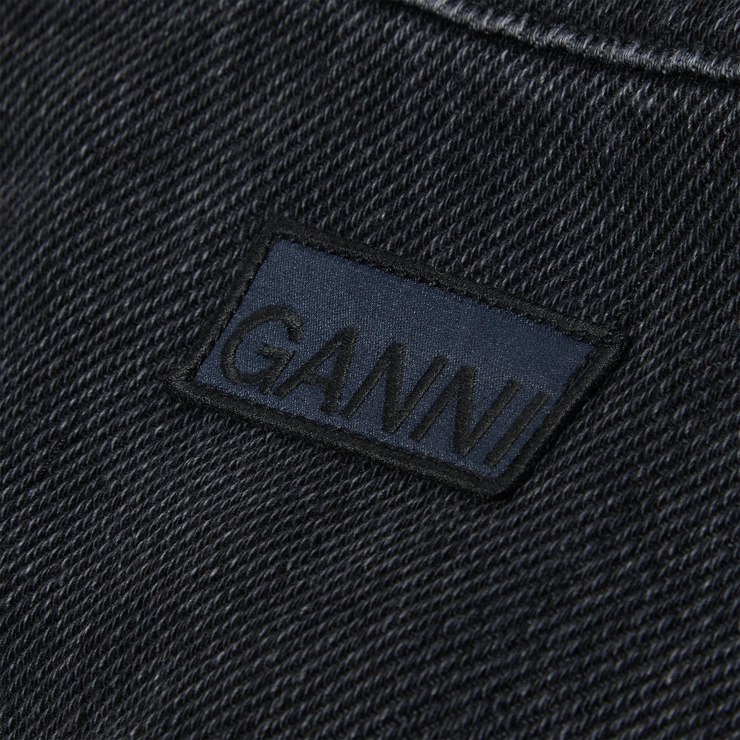 GANNI Heavy Denim Cropped Jacket (Washed Black/Black)