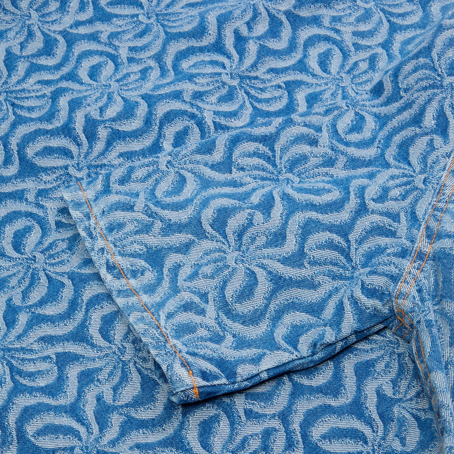 GANNI Jacquard Denim A-line Mini Dress (Mid Blue Stone)