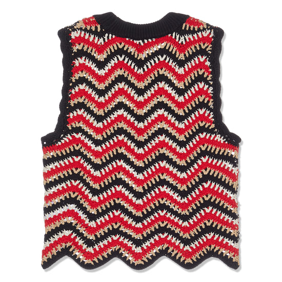 GANNI Cotton Crochet Vest (Racing Red)