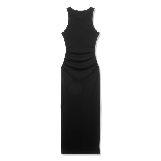 GANNI Soft Cotton Rib Tank Top Long Dress (Black)