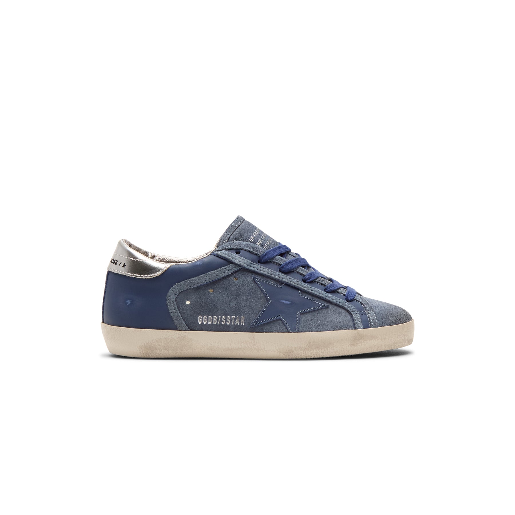 Golden Goose Super Star Suede And Leather Upper (Denim Blue/Bluette/Silver)