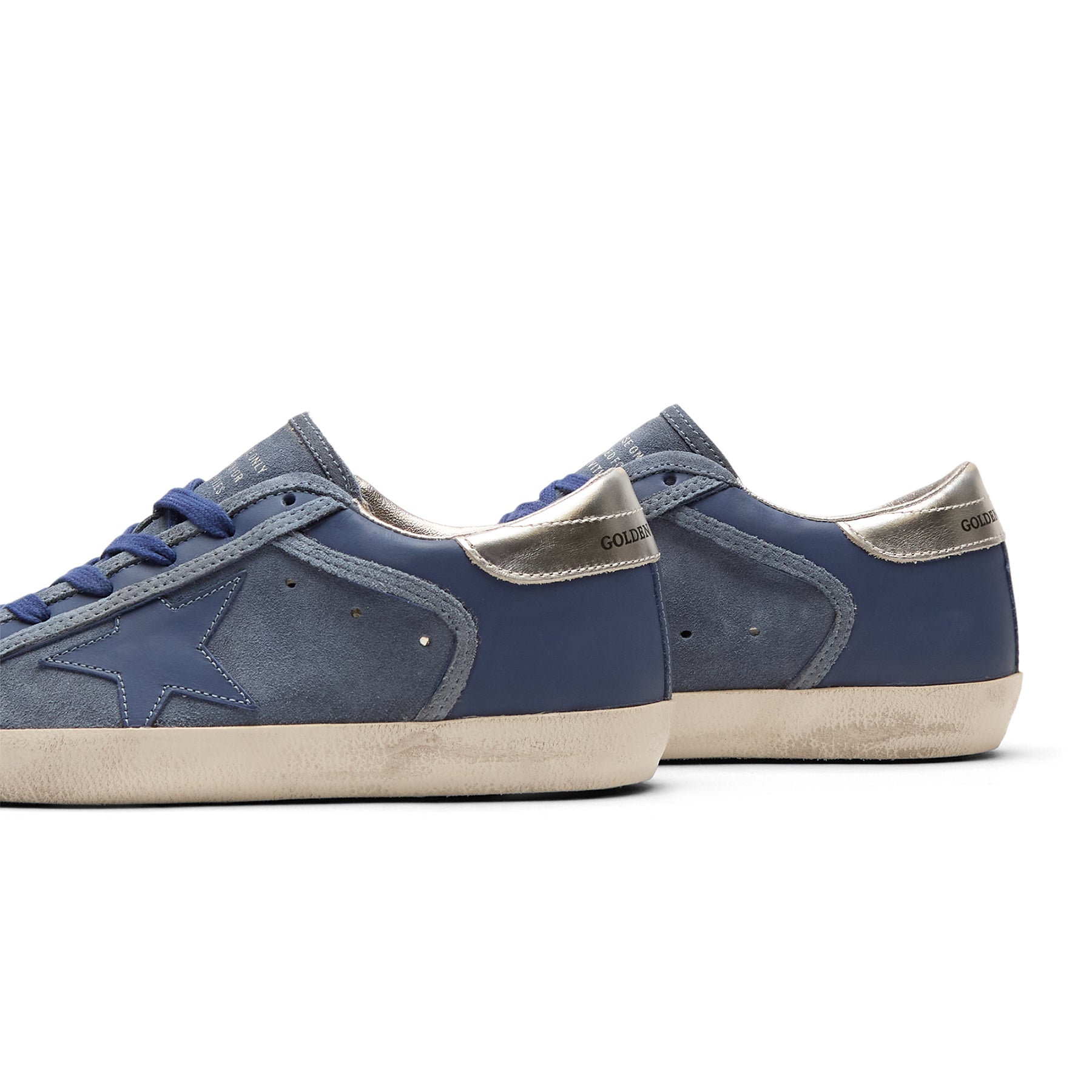 Golden Goose Super Star Suede And Leather Upper (Denim Blue/Bluette/Silver)