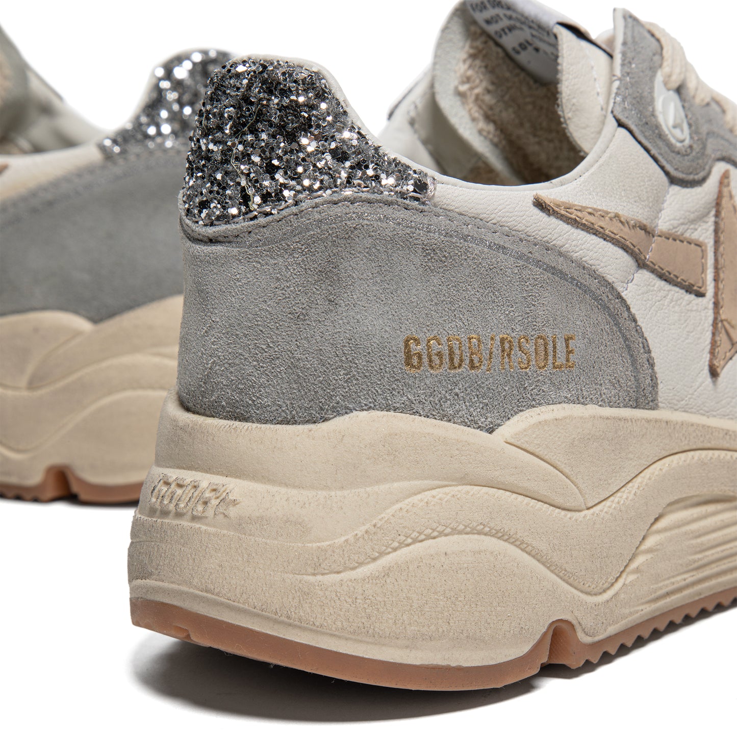 Golden Goose Running Sole Sneakers in Silver/White/Cream/Smoke Grey/Silver  – Hampden Clothing