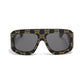 Gucci Acetate Monogram Shield Sunglasses (Black/Grey)