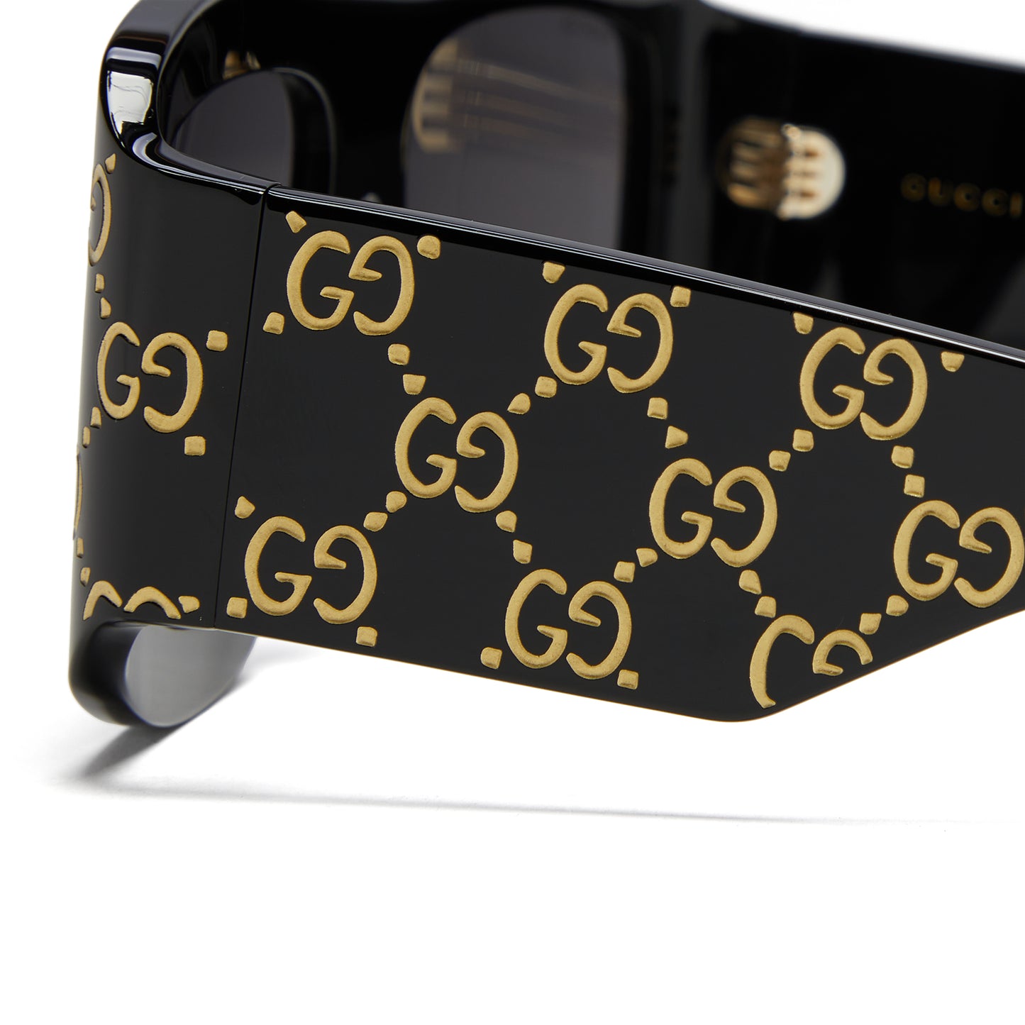 Gucci Acetate Monogram Shield Sunglasses (Black/Grey)