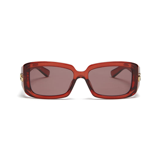 Gucci Specialized Fit Rectangular Sunglasses (Burgundy/Brown)