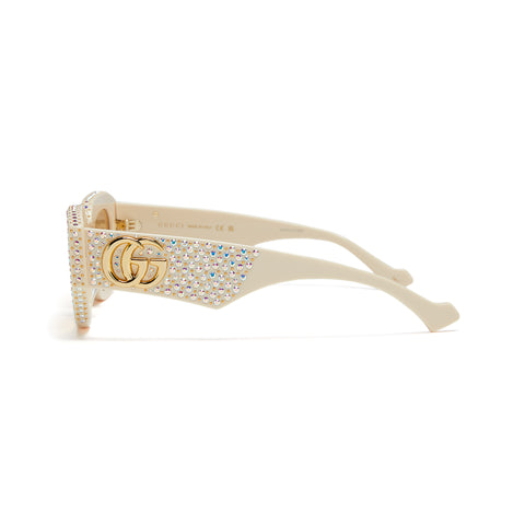 Gucci Geometric Frame Sunglasses (Ivory/Brown)