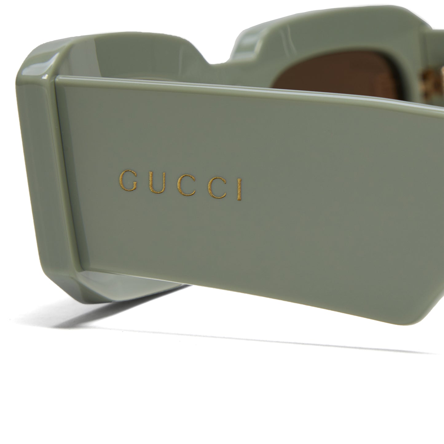 Gucci Rectangular Acetate Sunglasses (Green/Brown)