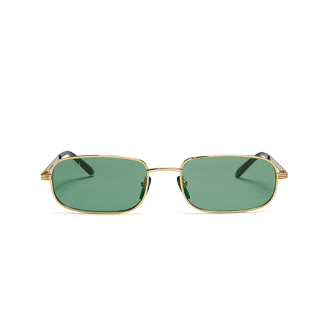 Gucci Rectangular Frame Sunglasses (Gold/Green)