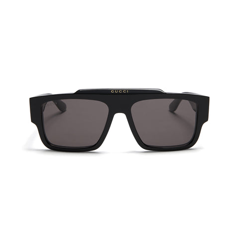 Gucci Rectamgluar Frame Sunglasses (Black/Grey)