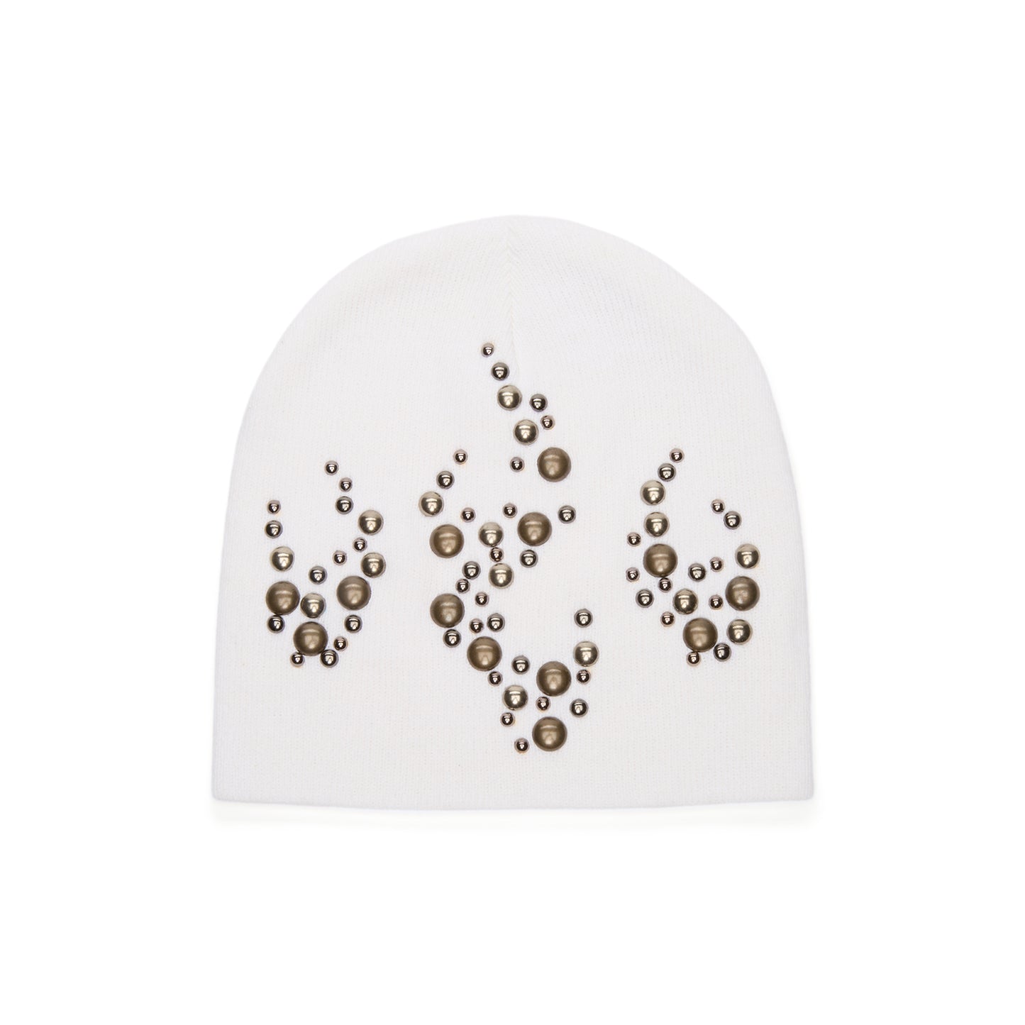 Hellstar Studded Flame Beanie (White)