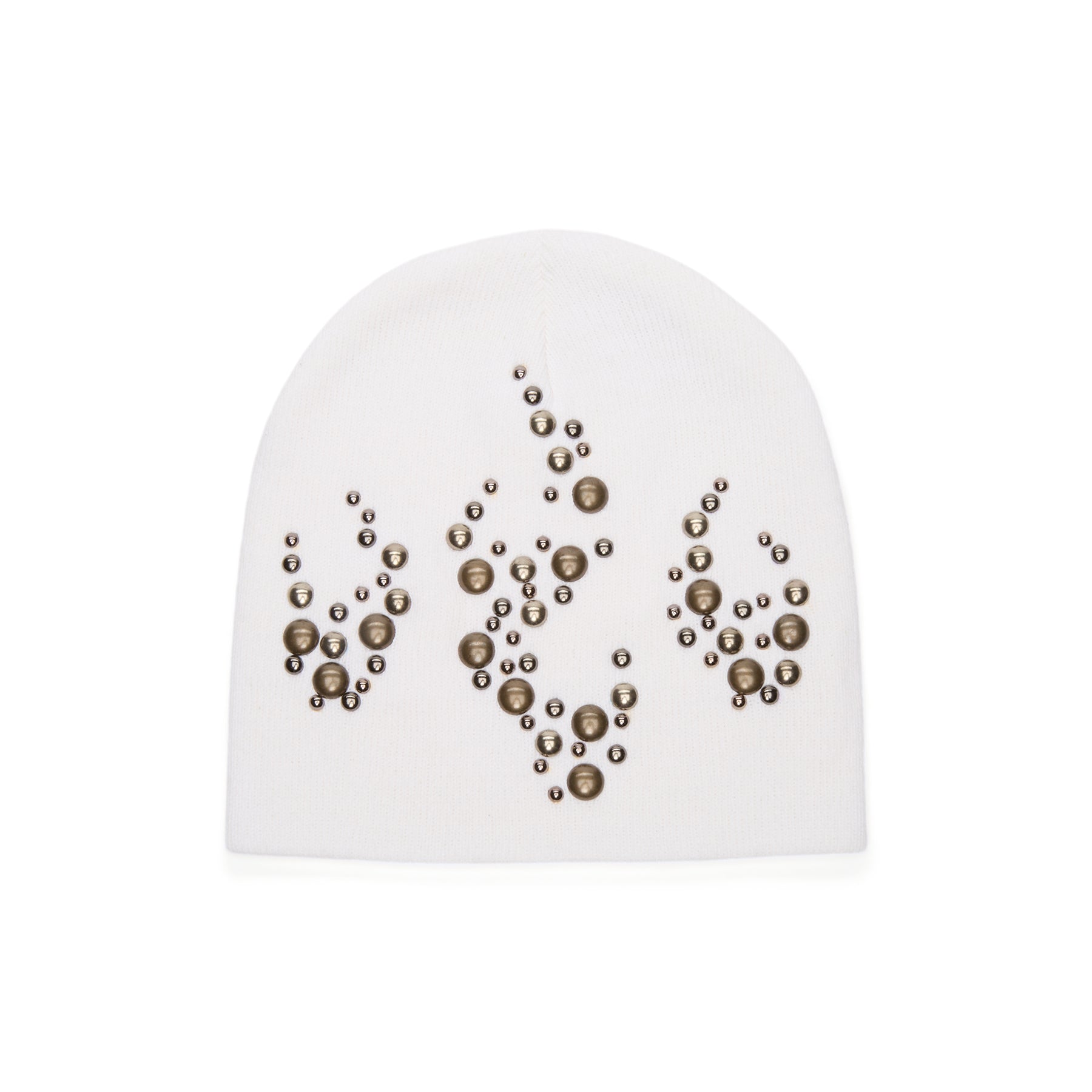Hellstar Studded Flame Beanie (White)